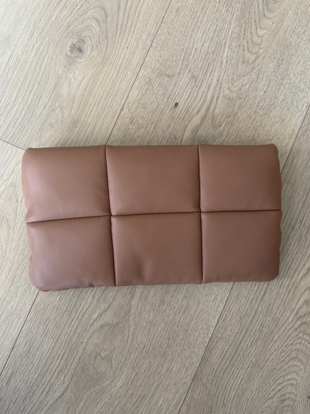 Shiraleah Quilted Rectangular Leather Clutch Purse in Warm Cognac